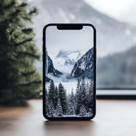Snowy Peaks on Mobile Screen