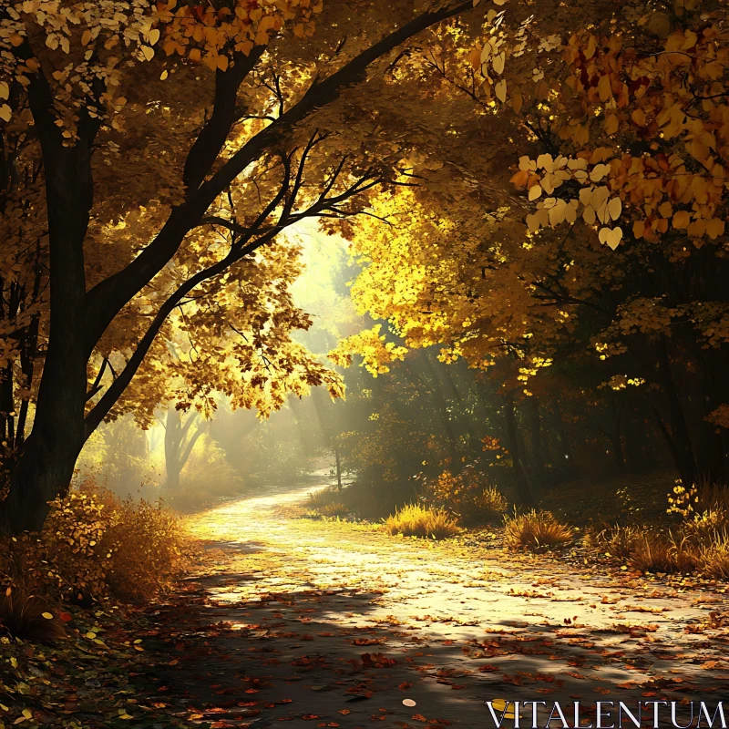 Autumnal Forest Path AI Image