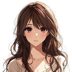 Anime Girl Portrait with Expressive Eyes