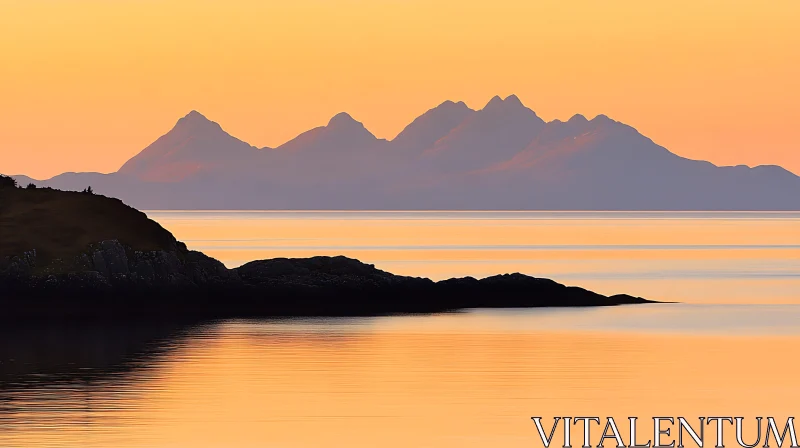 Calm Sea and Mountain View AI Image