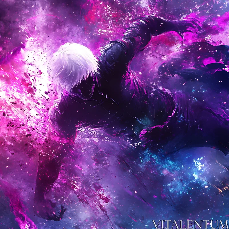 Energetic Anime Scene with Explosive Colors AI Image