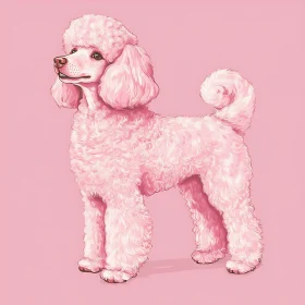 Artistic Rendering of a Pink Poodle