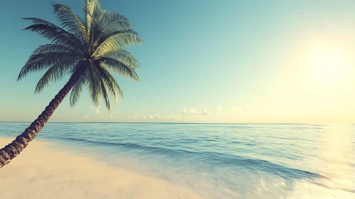 Tropical Beach with Palm Tree