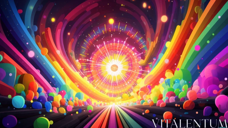 AI ART Colorful Explosion of Glowing Balls in Abstract Art