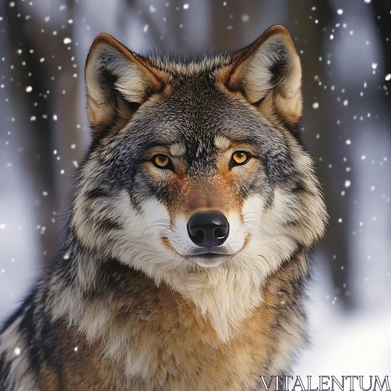 Winter Wolf Close-Up AI Image