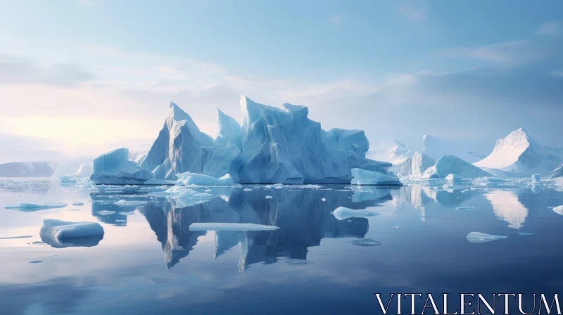 Ethereal Iceberg Floating on the Ocean AI Image