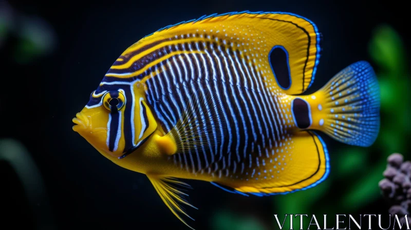 Intricate Underwater Scene: Yellow and Blue Fish in Aquarium AI Image