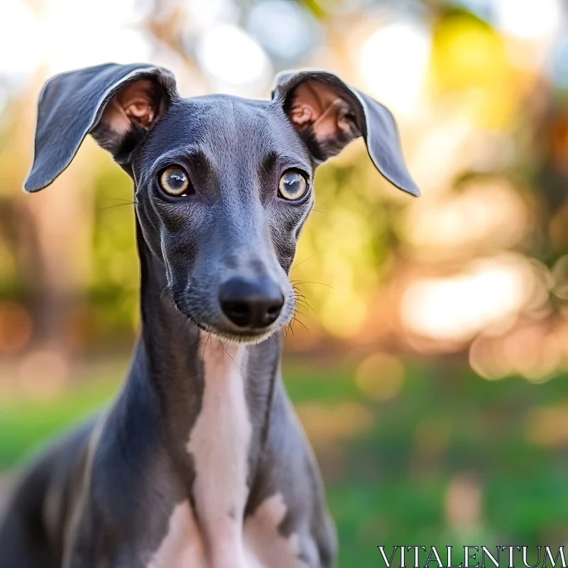 Expressive Grey Dog in Nature AI Image