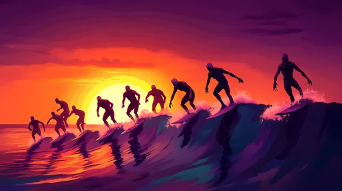 Surfers at Sunset