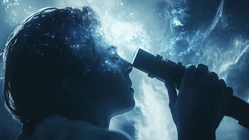Celestial Vision: Person Observing the Universe