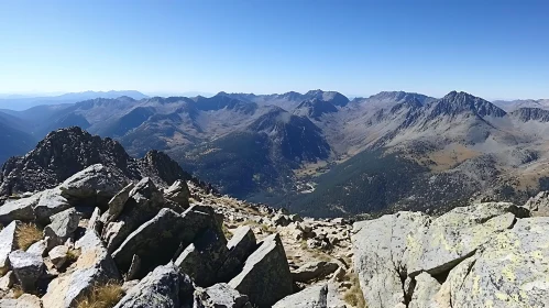 Panoramic Mountain Vista Under Blue Sky