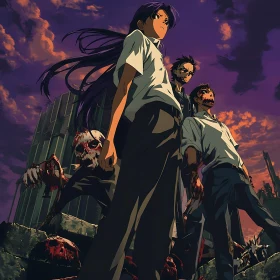 Apocalyptic Anime Art with Zombies