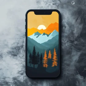 Mountain Landscape on Mobile Screen