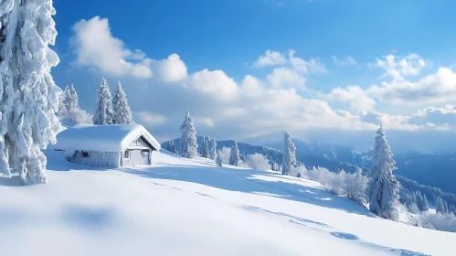 Snowy Cabin in Winter Wonderland