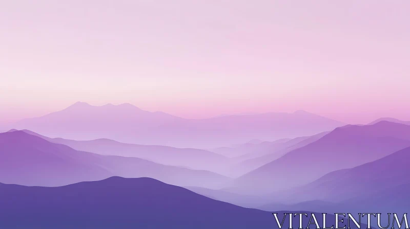 Violet Hues on Mountain Landscape AI Image