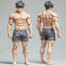 Detailed 3D Model of a Muscular Anime Character