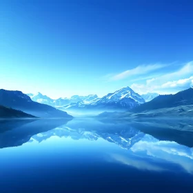 Snowy Peaks Reflected in Blue Waters