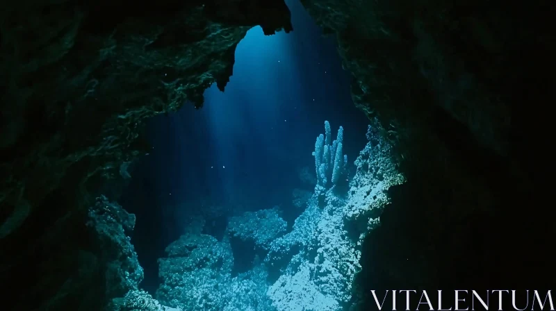 Sunlit Cave: Underwater Realm Scene AI Image