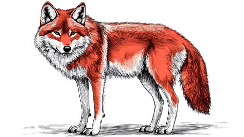 Artistic Red and White Wolf Portrait