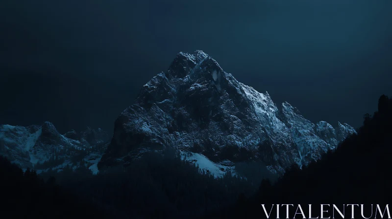 Night Mountain Landscape AI Image