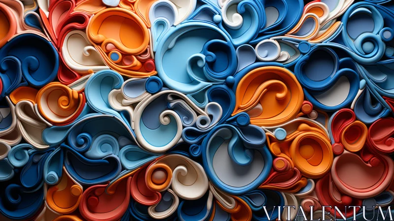 Abstract Wall Art with Organic Flowing Forms and Colorful Curves AI Image