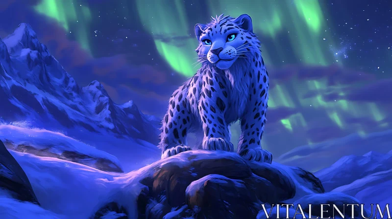 AI ART Majestic Leopard in Northern Lights