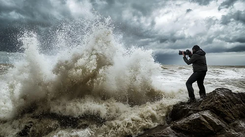 Crashing Waves Photography Under Stormy Sky