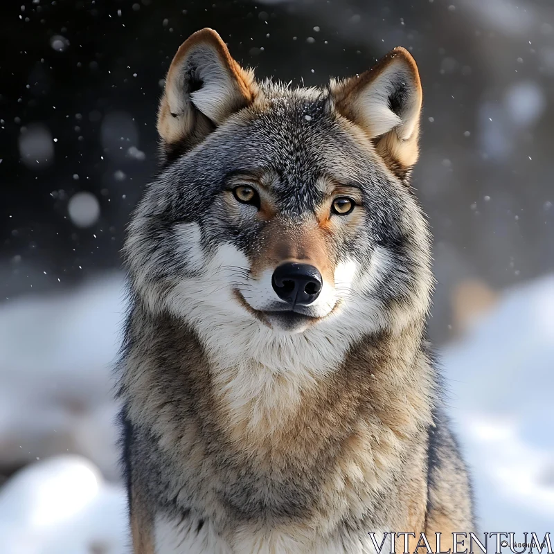 Winter Wolf Close-Up AI Image