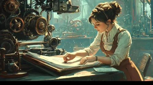 Steampunk Era Engineer at Work