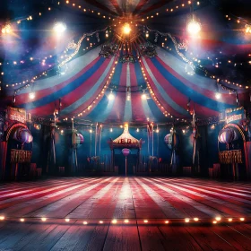 Circus Tent Interior with Striped Floor