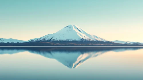 Snowy Mountain Reflection in Calm Waters