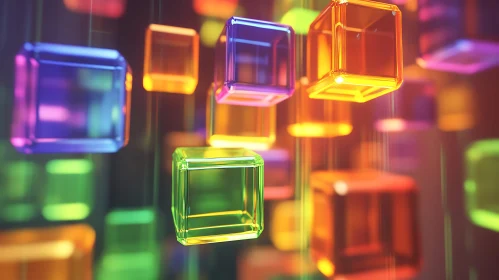 Colorful Glass Cubes Abstract Composition