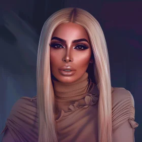 Glamorous Kim Kardashian with Platinum Blonde Hair