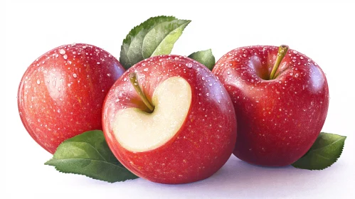 Three Red Apples with Bite