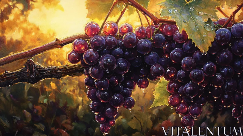 Ripe Grapes in Golden Sunlight AI Image