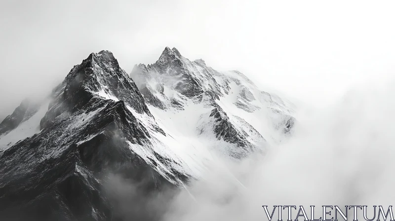 Monochrome Mountain Landscape AI Image