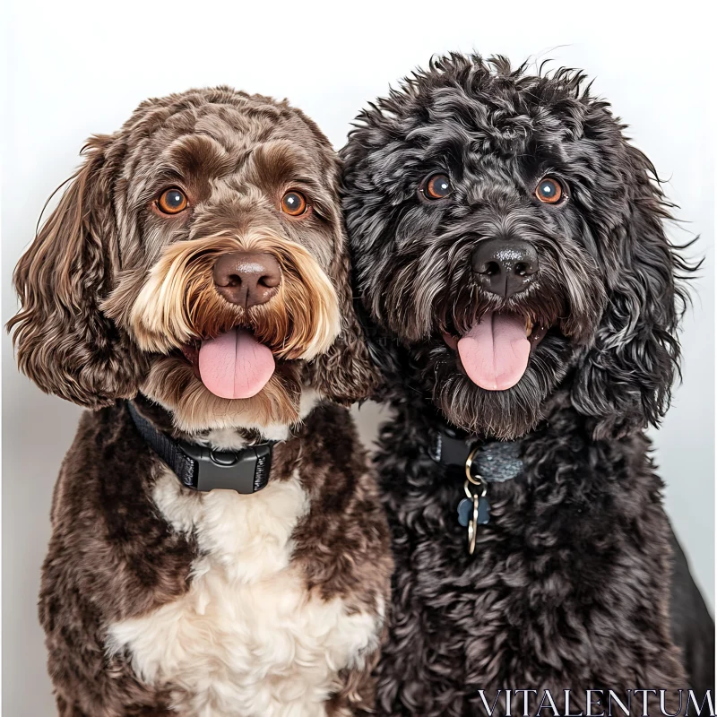 Two Playful and Adorable Furry Dogs AI Image