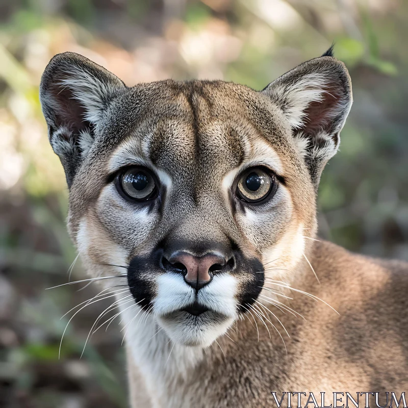 Close-Up of a Wild Cougar AI Image