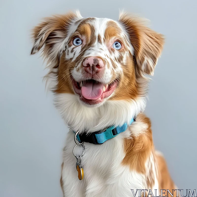 Happy Dog with Blue Collar AI Image