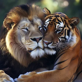 A Lion and Tiger in Harmonious Embrace