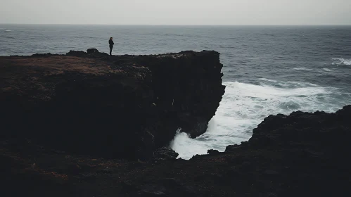 Seascape with Figure on Cliff