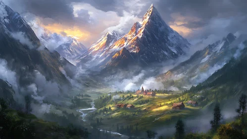 Serene Mountain Valley Scene