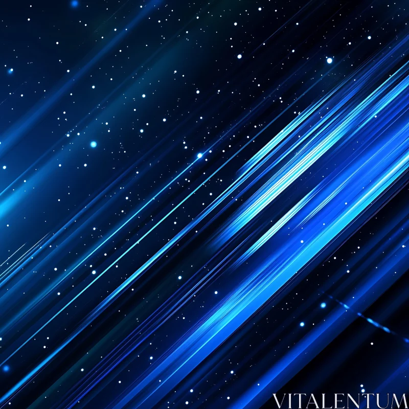 Ethereal Blue Abstract with Starry Accents AI Image