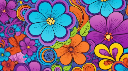 Colorful Flower Pattern in Traditional Mexican Style