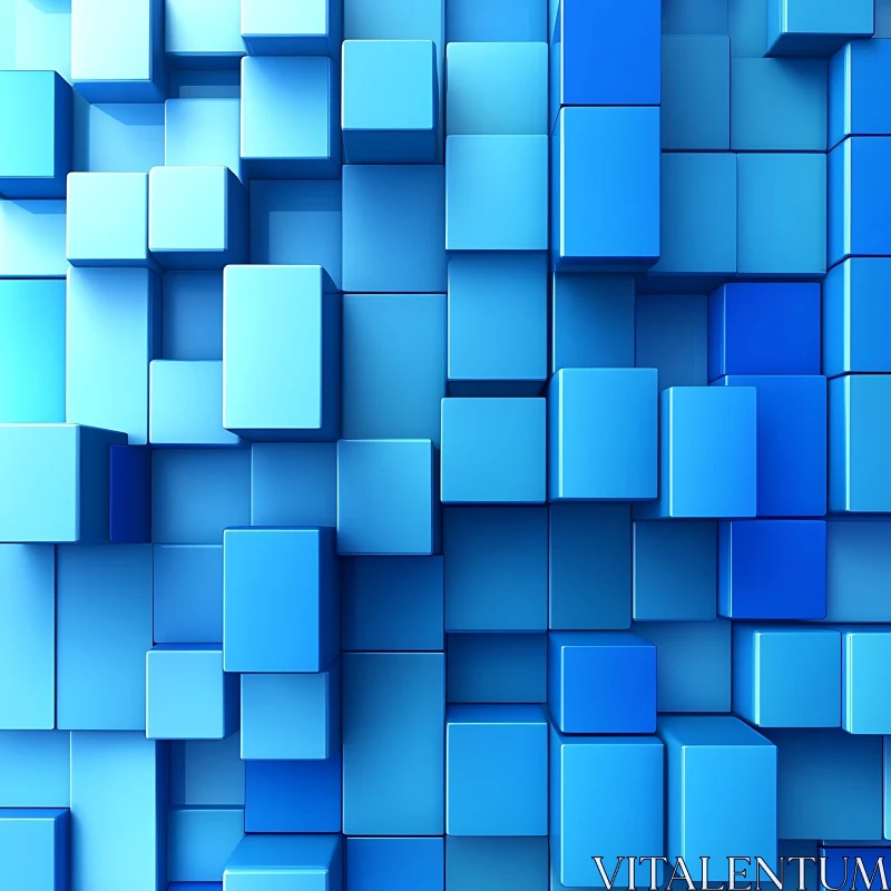 AI ART 3D Cube Abstract Art in Shades of Blue