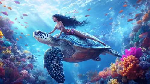 Sea Turtle Ride Through Underwater World