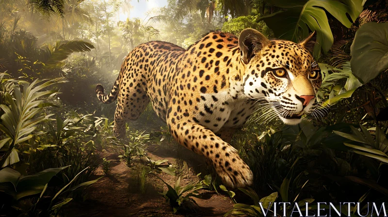 Spotted Predator in Lush Greenery AI Image