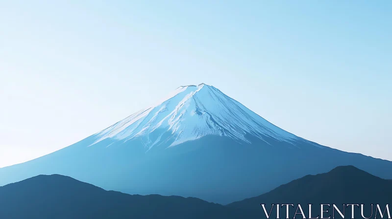 Snow Capped Mountain Serenity AI Image