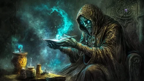 Mystical Wizard Conjuring Magic