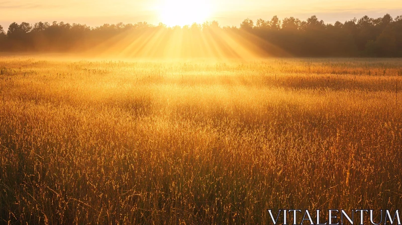 AI ART Golden Sunrise over Dewy Meadow